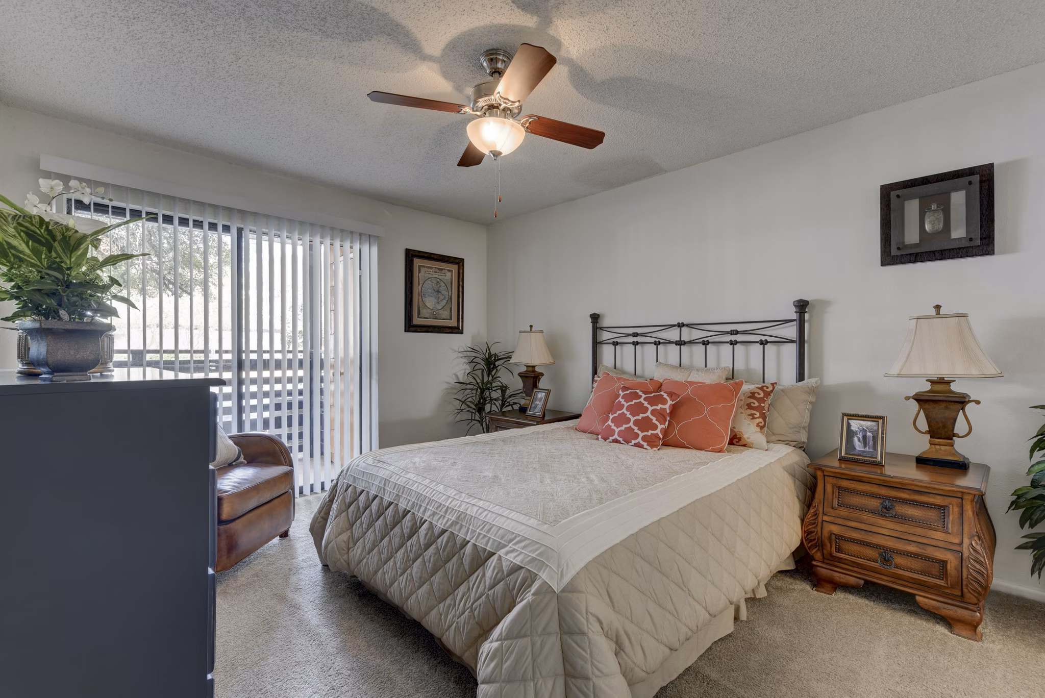 Bedchamber with cozy settings and elegant furnishings in Landera Apartments, a Greystar-managed property known for luxurious living spaces