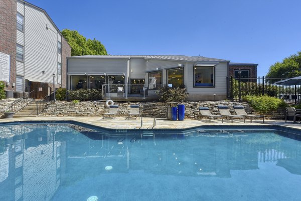 Modern outdoor pool at Broadstone Medical Apartments offering luxury relaxation spaces in a serene setting