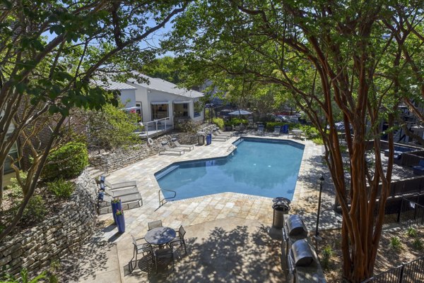 Modern pool area for relaxation at Broadstone Medical Apartments, a Greystar community