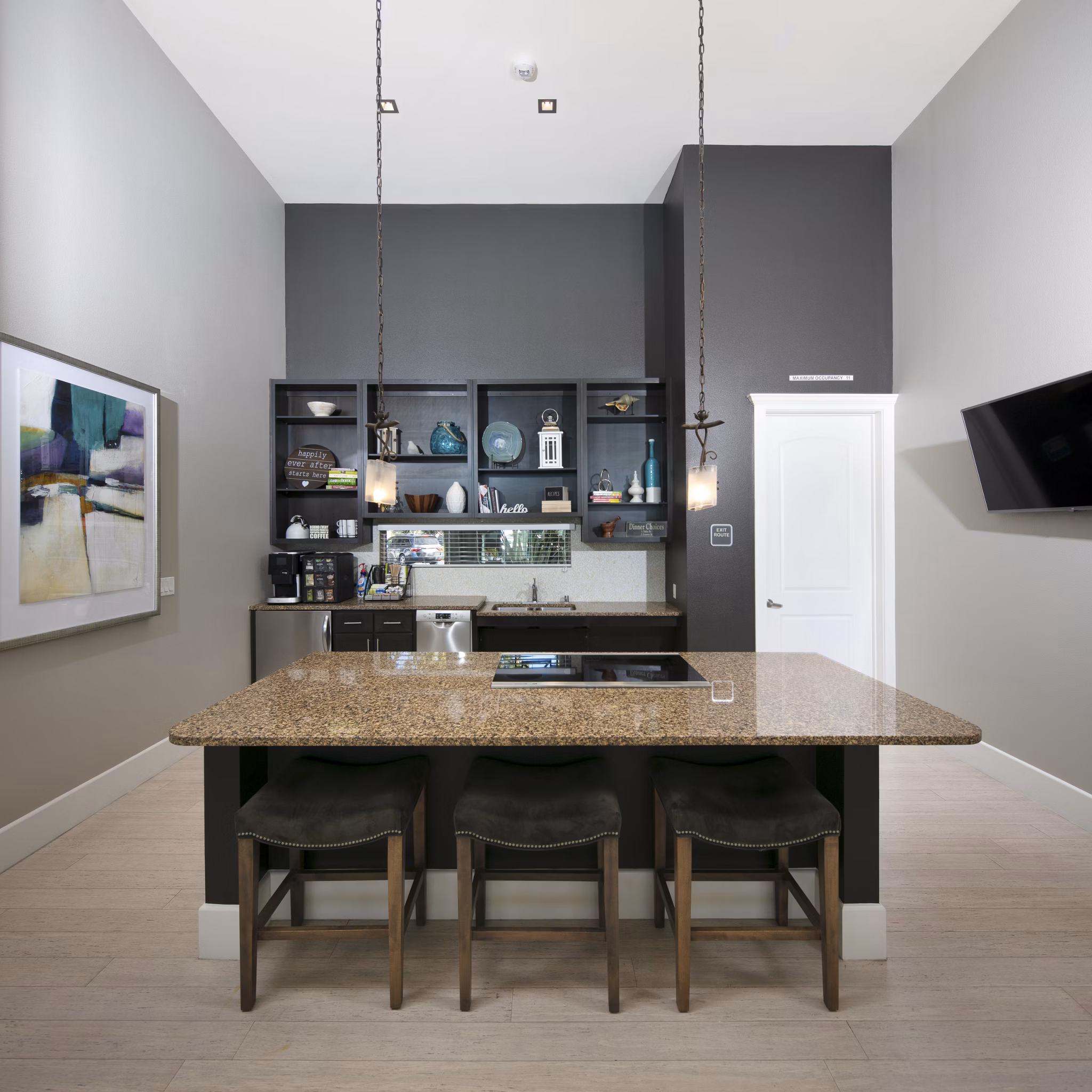 Contemporary clubhouse at Fiori Estates Apartments offering luxury living amenities