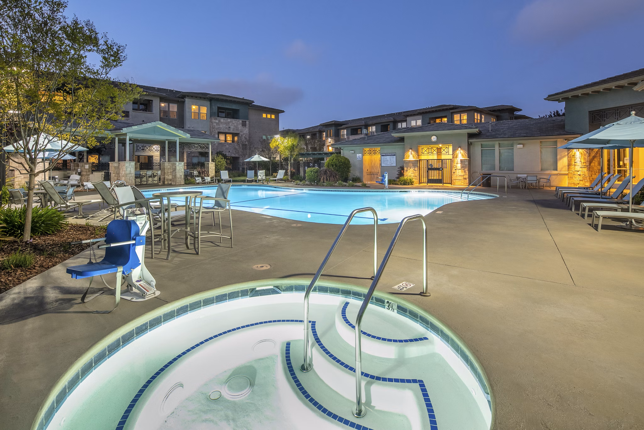 Luxurious hot tub at Fiori Estates Apartments offering relaxation and comfort for residents