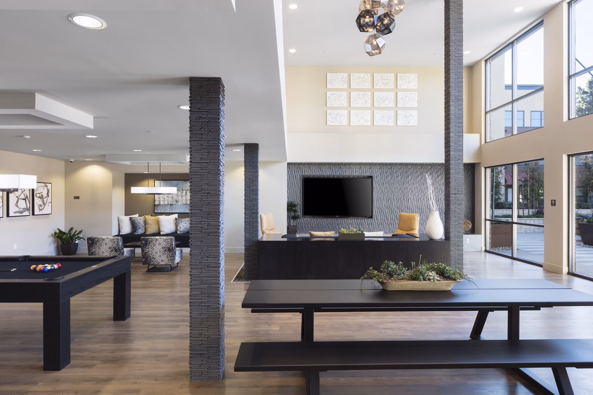 Clubhouse featuring modern design elements at 481 on Mathilda Apartments in Sunnyvale