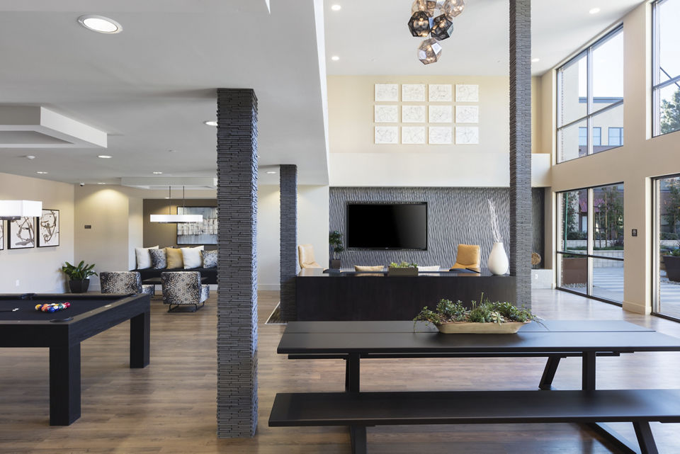 Clubhouse featuring modern design elements at 481 on Mathilda Apartments in Sunnyvale