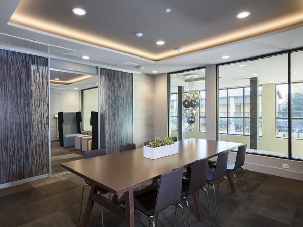 Advanced meeting facility with modern amenities at 481 on Mathilda Apartments, a luxury property by Greystar