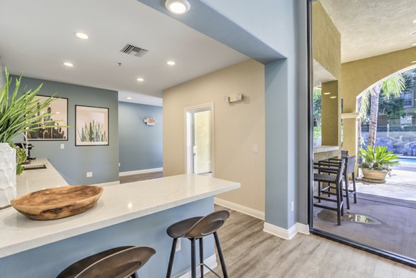 Contemporary clubhouse with elegant design at Stone Canyon Apartments