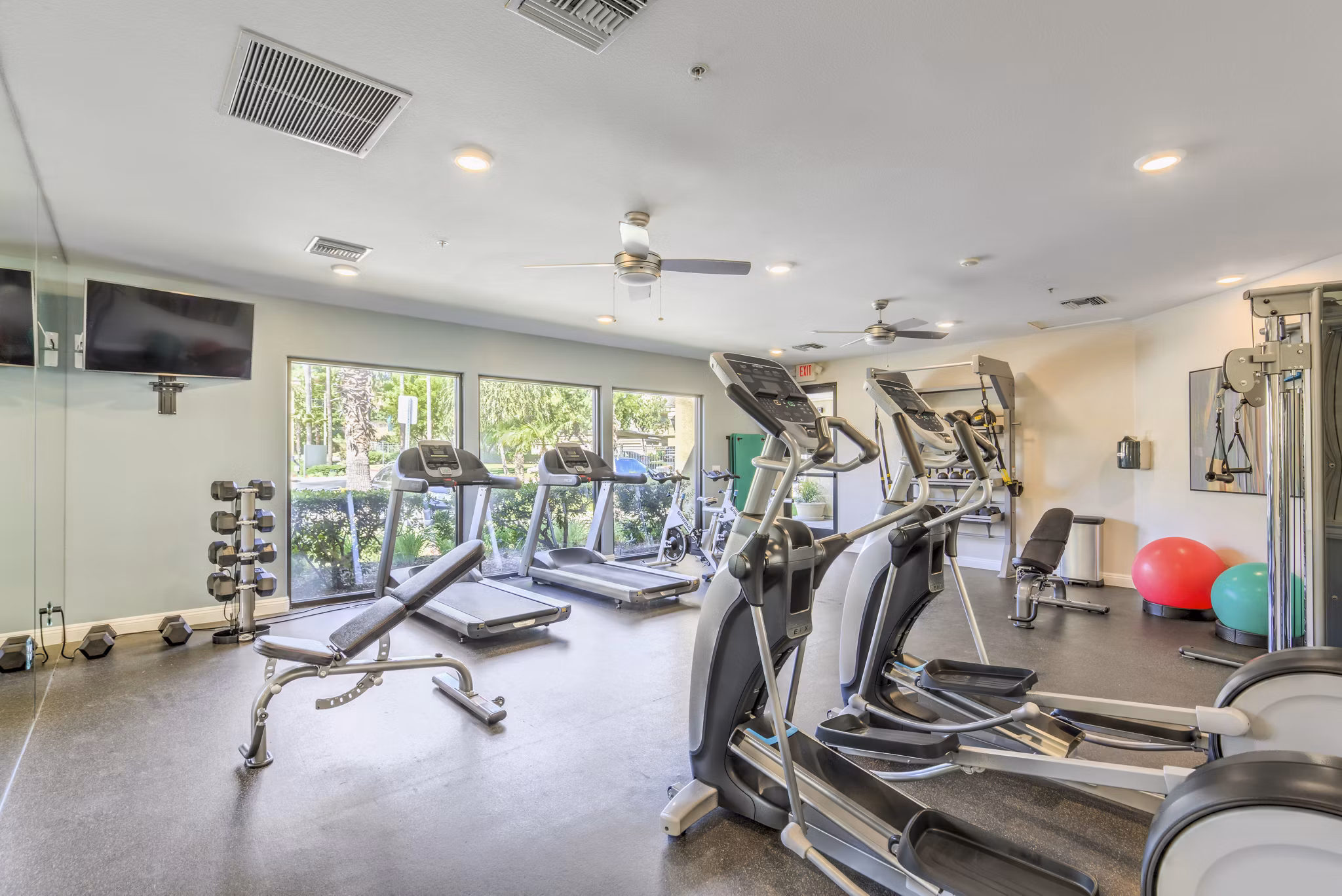 Fitness center with modern equipment at Stone Canyon Apartments