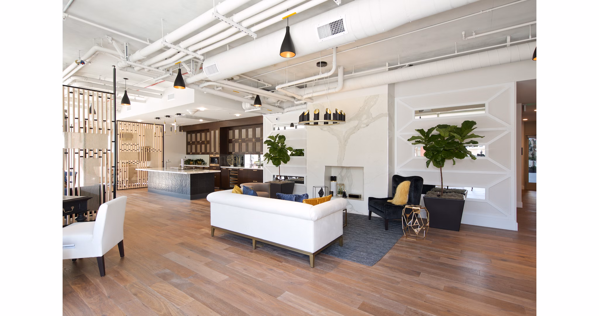 Clubhouse with modern design at Eighteen Ten State St Apartments, offering a luxurious setting for residents