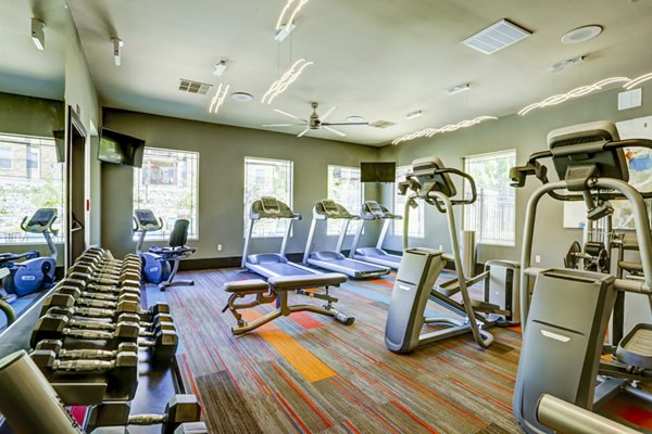 Fitness center featuring state-of-the-art equipment at Canyons at Saddle Rock Apartments