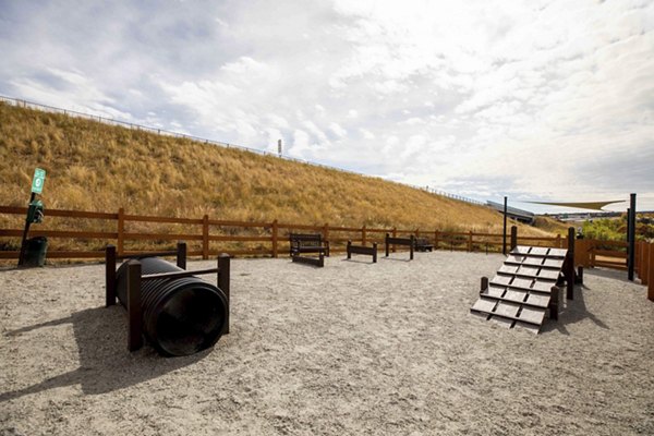 Dog park with agility equipment at Canyons at Saddle Rock Apartments