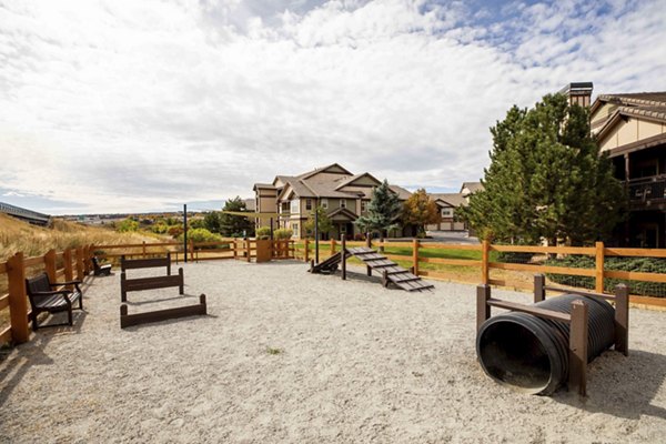 Dog park with agility course at Canyons at Saddle Rock Apartments in Aurora