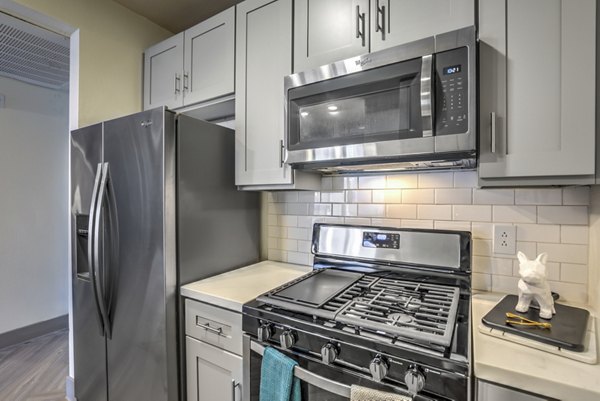 Kitchen at at Veda Apartments