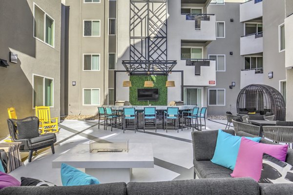 Patio at at Veda Apartments