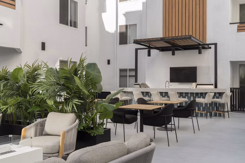 grill area at VEDA Apartments 