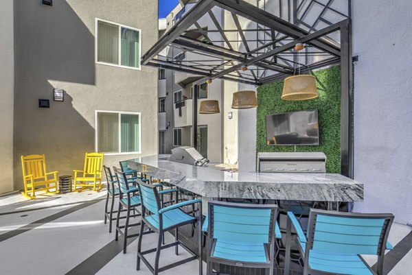 Patio at at Veda Apartments