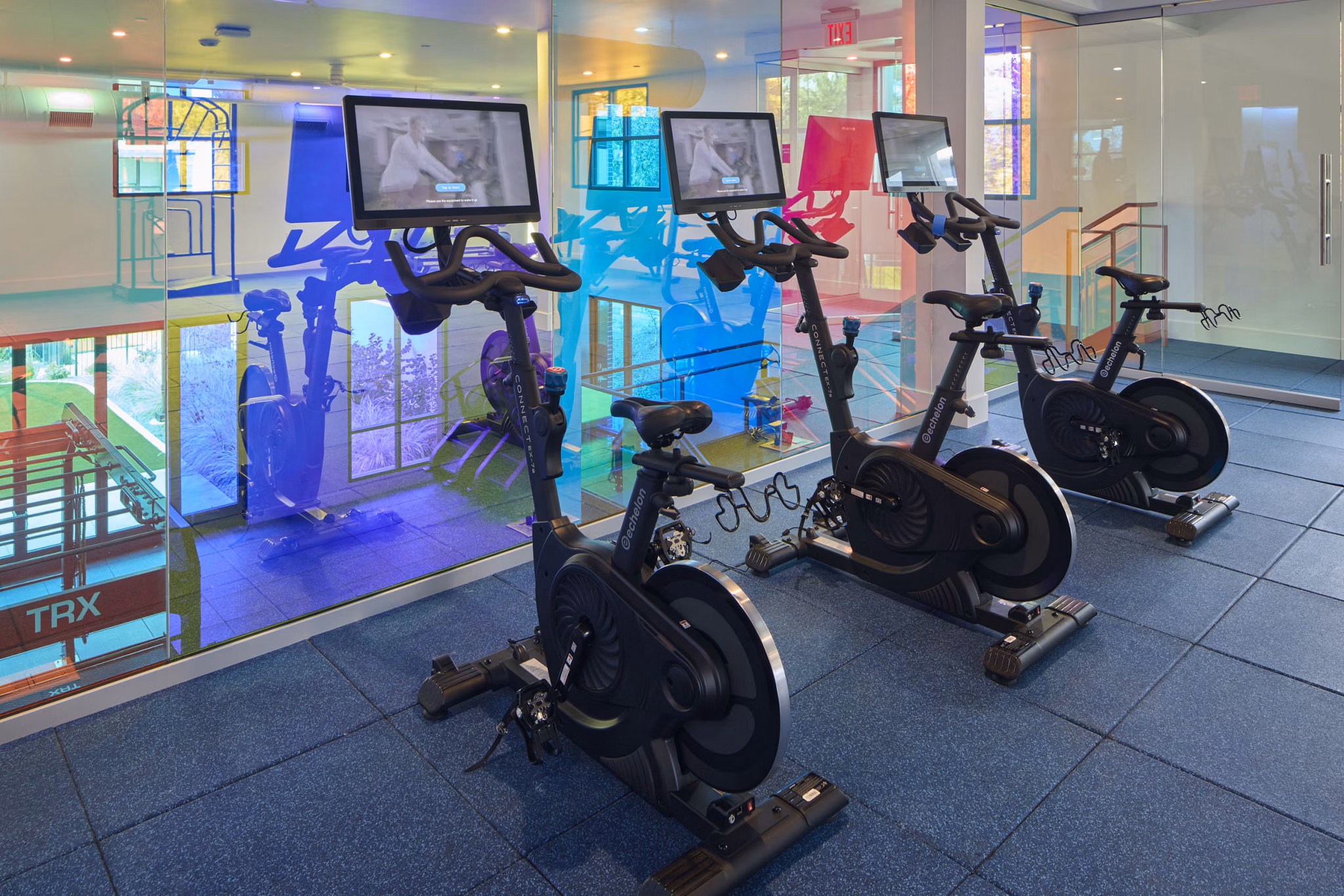 fitness center at Sevens Apartments 