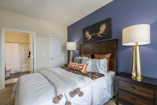 Cozy bedroom with modern decor at Waterford at Southlands Apartments