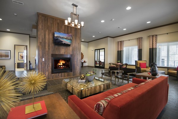 Waterford at Southlands: Elegant clubhouse with modern design and seating area