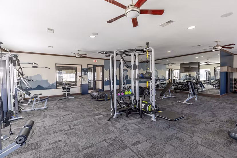 Fitness center with modern equipment at Waterford at Southlands Apartments