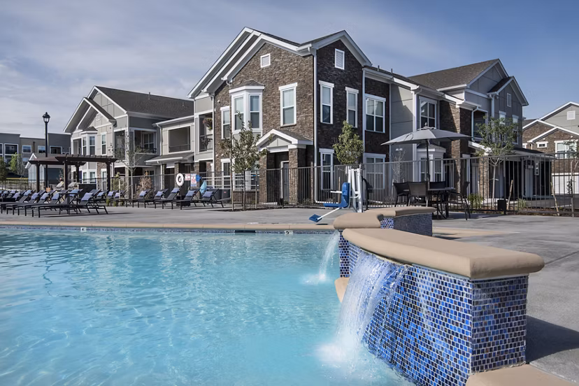 Resort-style pool at Waterford at Southlands Apartments offering luxury relaxation in modern surroundings