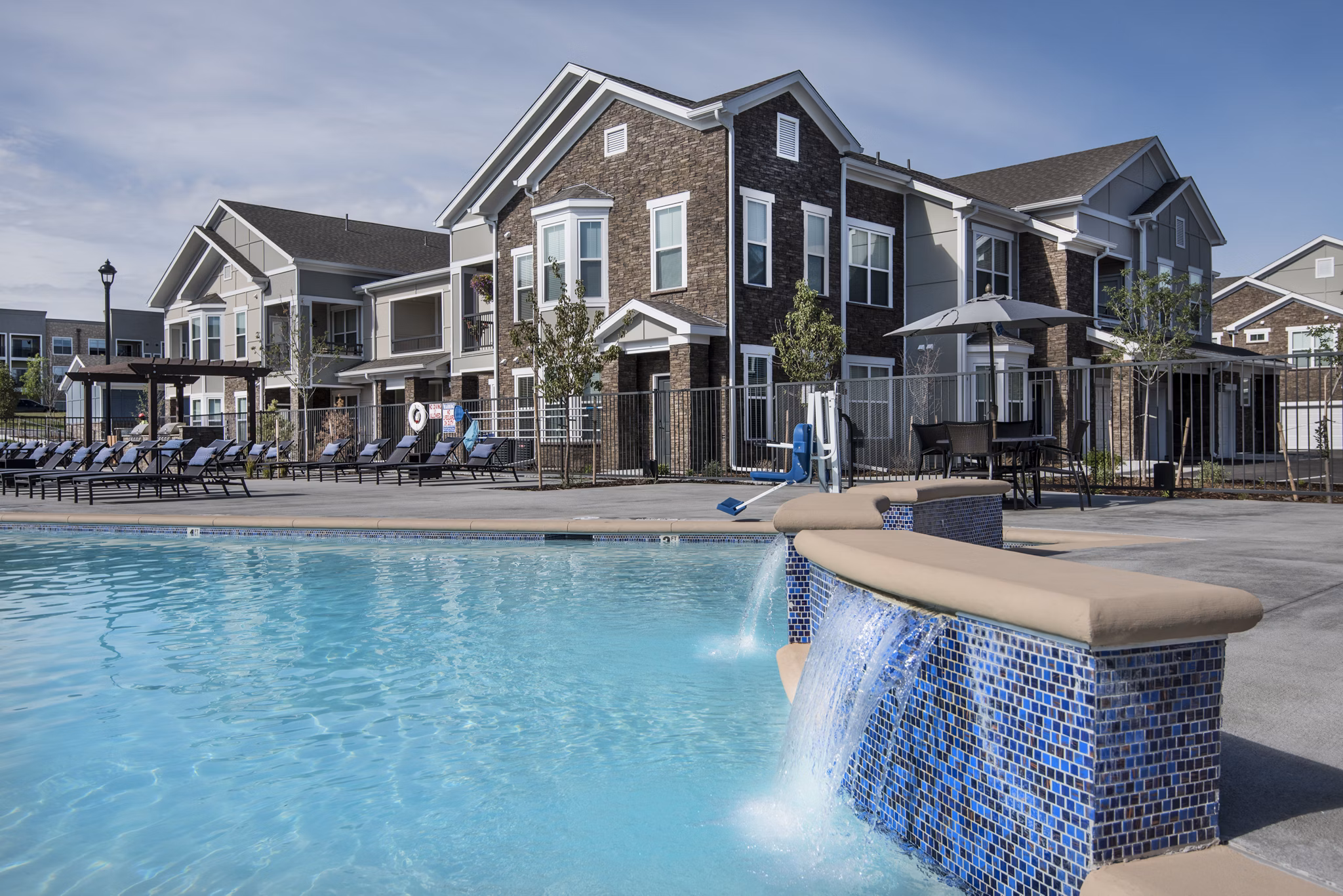 Resort-style pool at Waterford at Southlands Apartments offering luxury relaxation in modern surroundings
