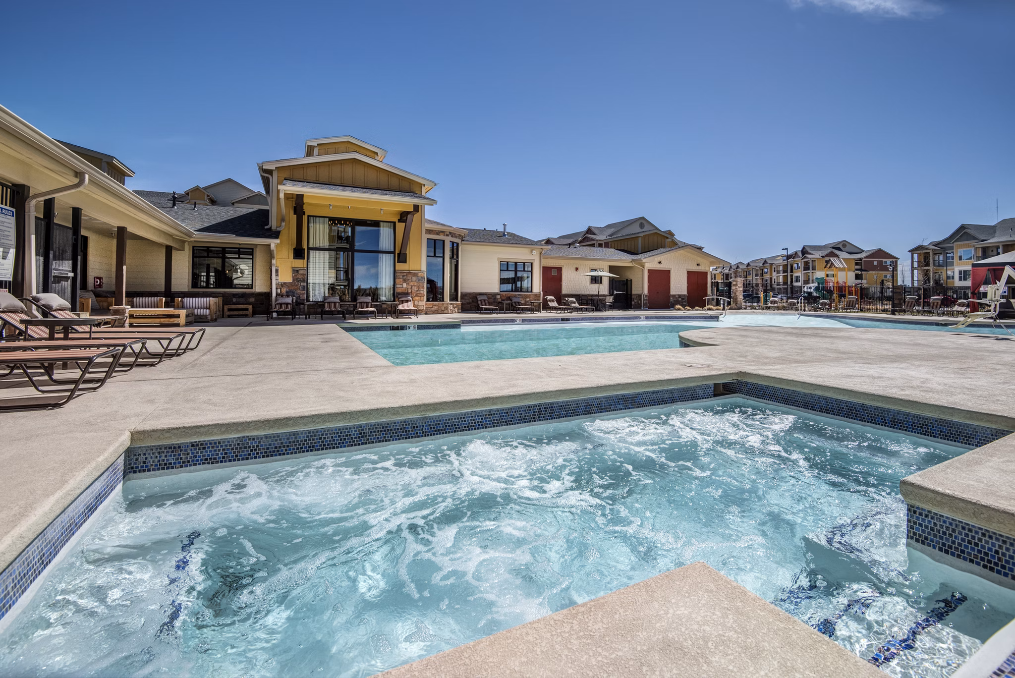 Luxurious hot tub amenity at Waterford on Mainstreet Apartments, perfect for relaxation and leisure