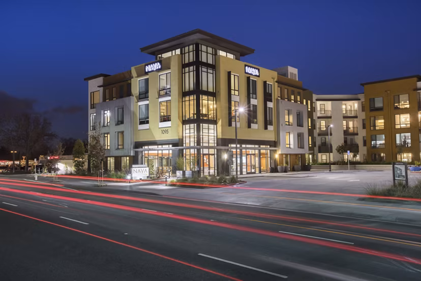 Naya Apartments: Contemporary architecture high-rise building in vibrant downtown setting