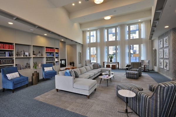 Elegant clubhouse with modern seating and lighting at Broadstone Woodmill Creek Apartments