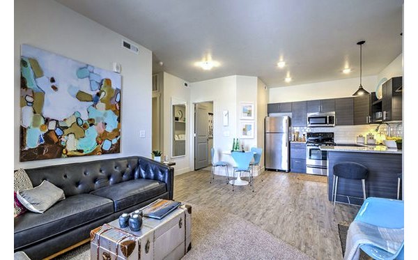 living room at Avanti at Farmington Station Apartments