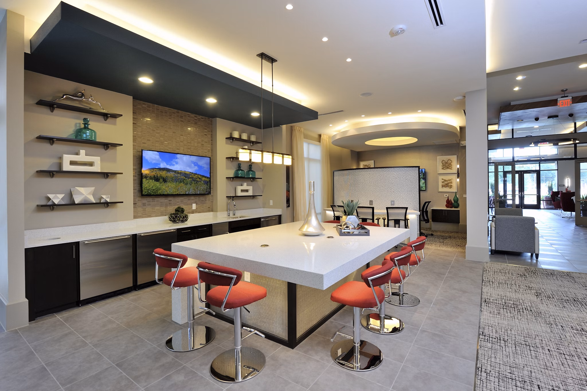 Clubhouse featuring modern design and luxury amenities at Broadstone Energy Park Apartments Perfect for socializing and relaxation