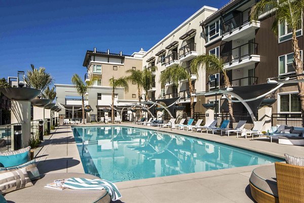 Resort-style swimming pool at Jefferson Platinum Triangle Apartments, perfect for relaxation and leisure activities