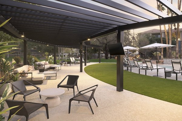 Cozy outdoor patio with stylish seating at Cantera Apartments