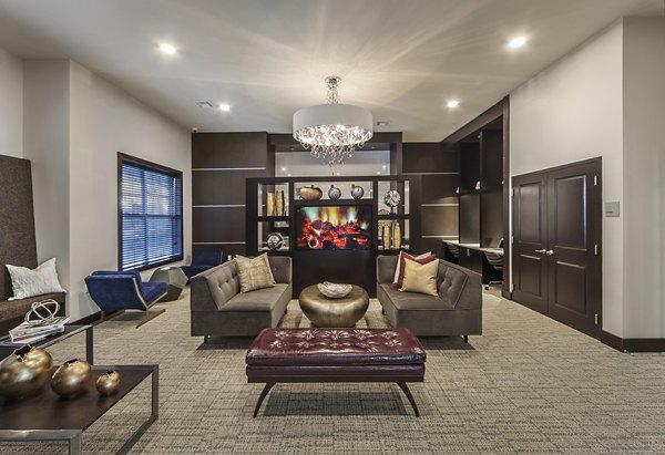Clubhouse with contemporary design and cozy seating areas at 221 Bergen Apartments