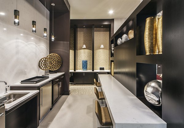 Clubhouse featuring elegant design and modern seating at 221 Bergen Apartments
