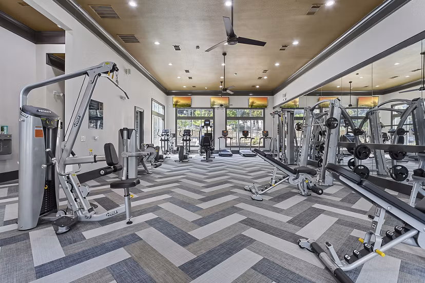 fitness center at Harlowe Apartments