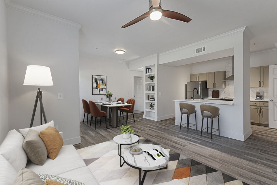 living room at Harlowe Apartments