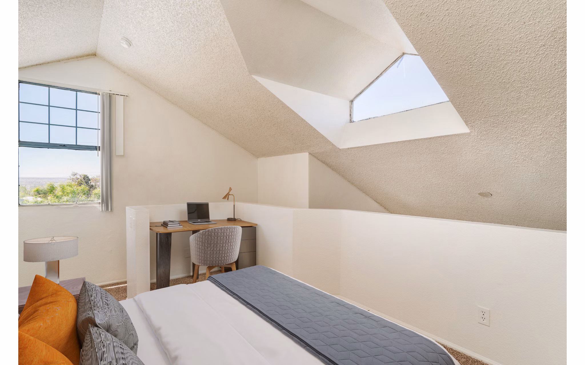 Spacious bedroom with modern decor at Union 505 Apartments