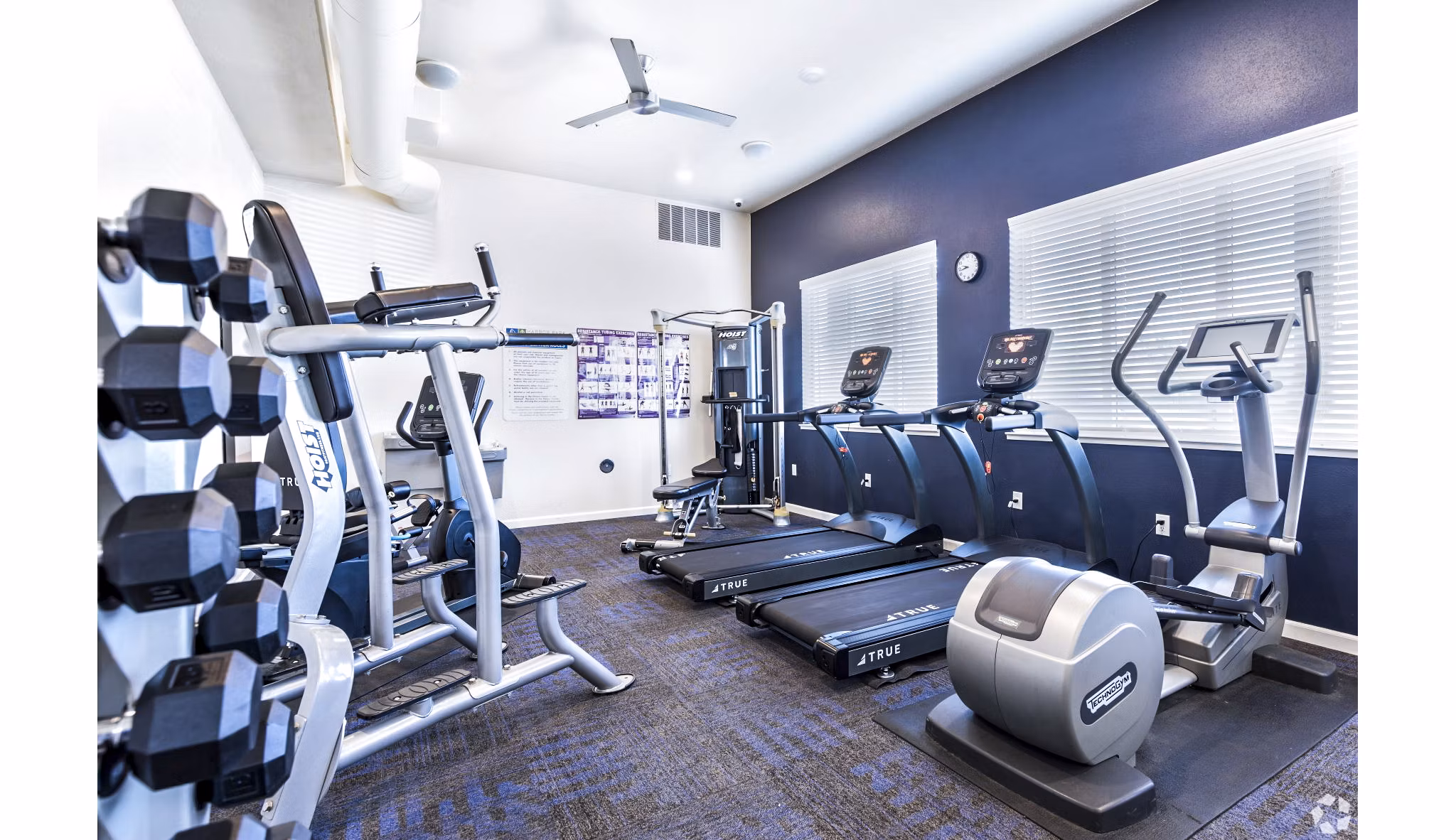 Modern fitness center with state-of-the-art equipment at Harbor Park Apartments luxury community