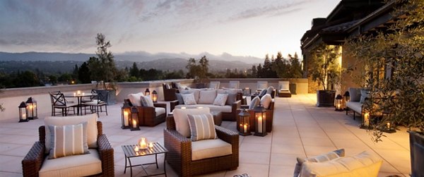 Spacious rooftop deck with city views at 885 Woodside Apartments