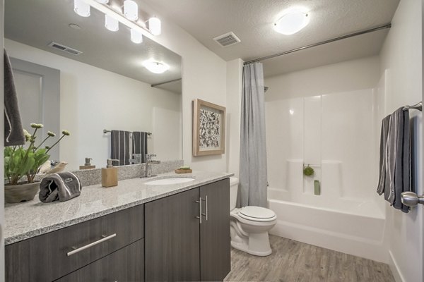 bathroom at One West Apartments