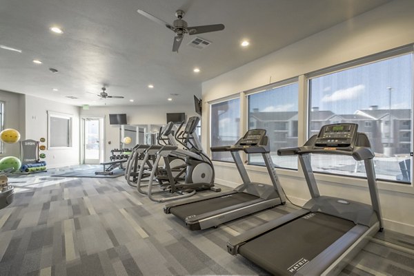 fitness center at One West Apartments