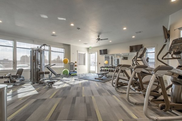 fitness center at One West Apartments