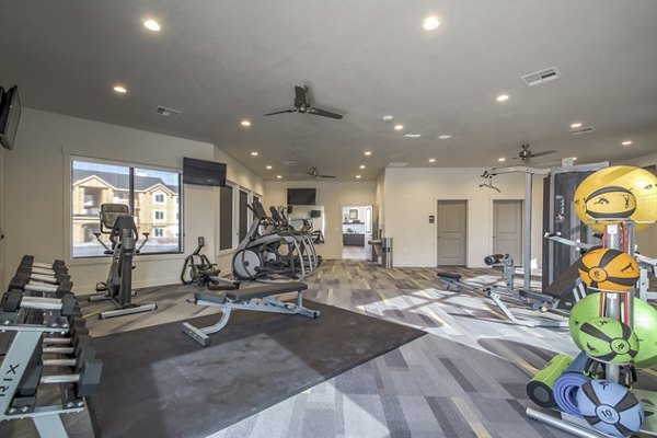 fitness center at One West Apartments
