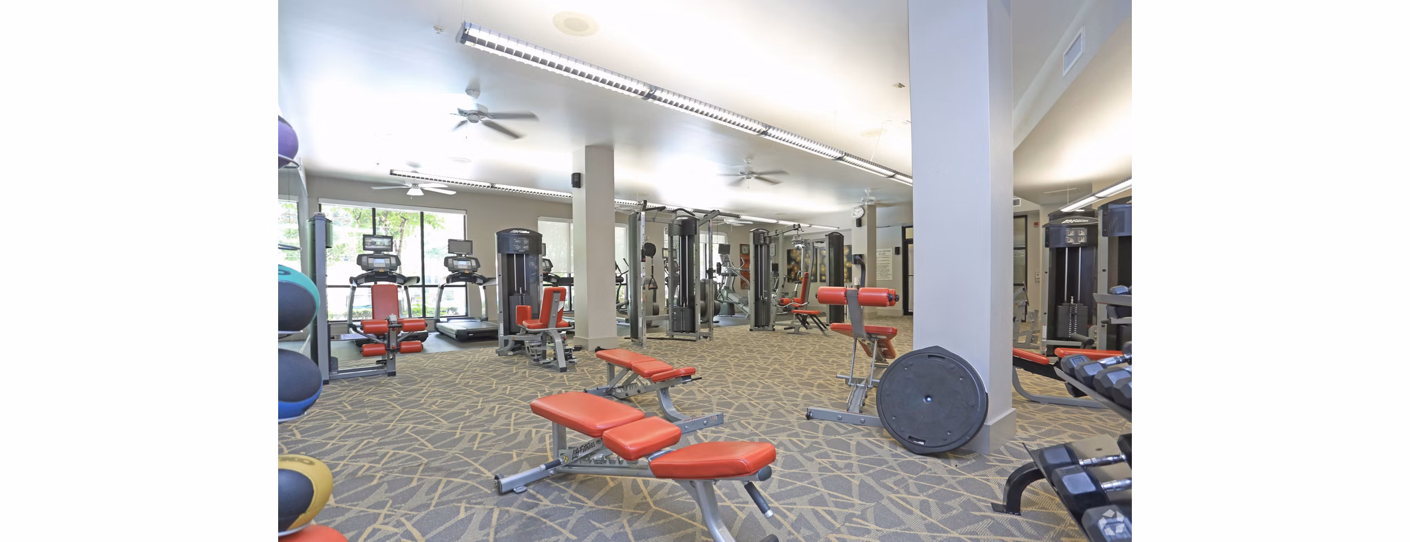 Fitness center at Braeswood Place Apartments: State-of-the-art gym equipment and spacious workout area for residents