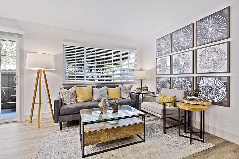 Chic fitness center with modern equipment at The Franciscan Apartments