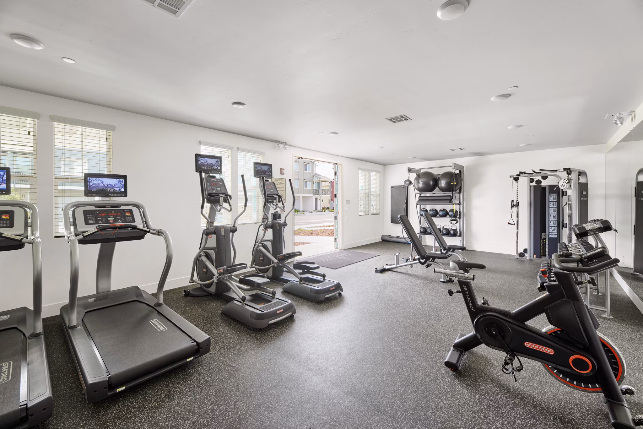 Modern fitness center with state-of-the-art equipment at Blue Oak Apartments, perfect for maintaining an active lifestyle