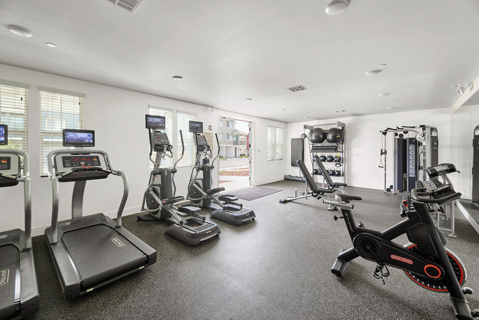 Modern fitness center with state-of-the-art equipment at Blue Oak Apartments, perfect for maintaining an active lifestyle
