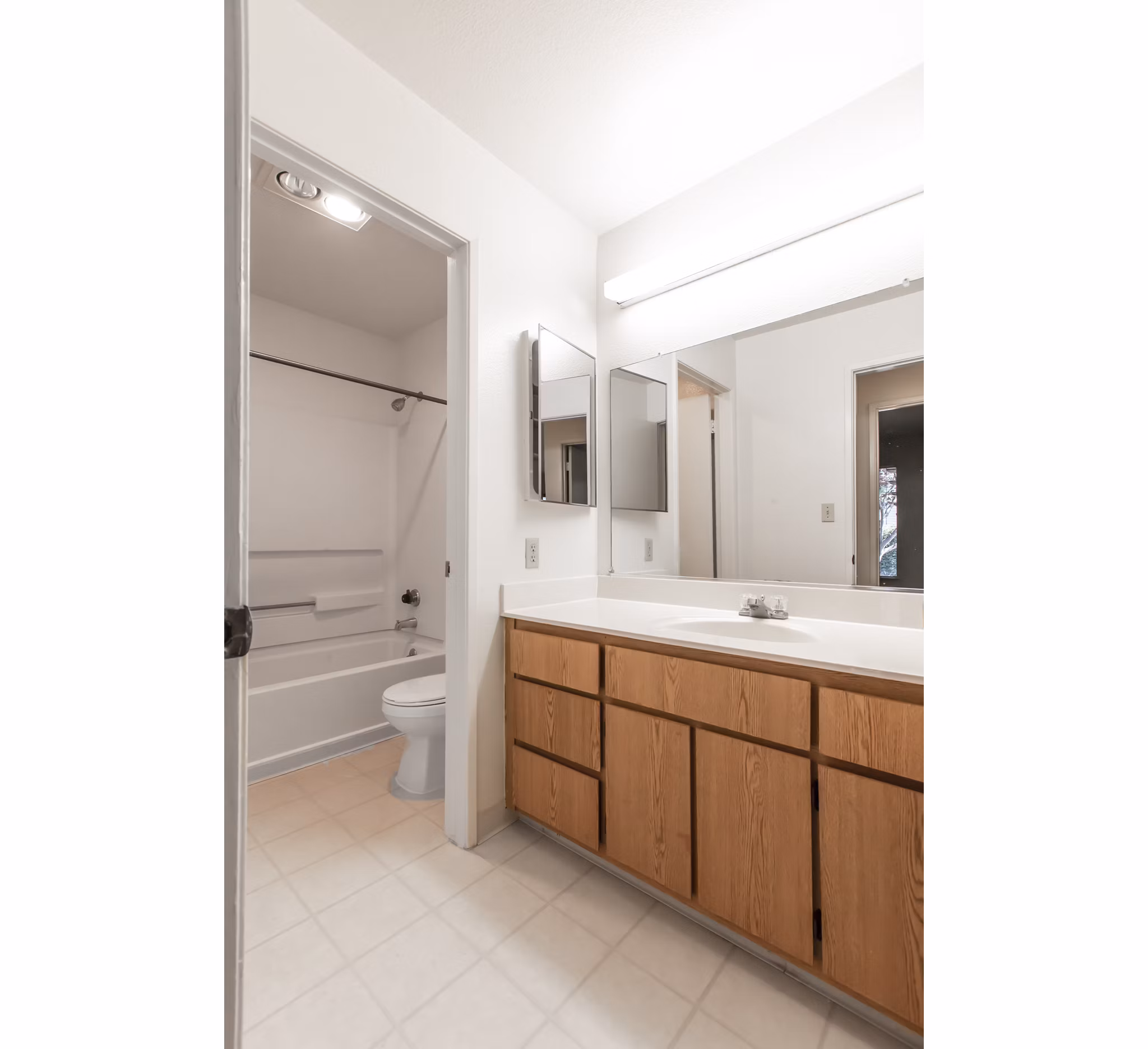Luxurious bathroom featuring elegant fixtures and marble countertops in Monte Vista Apartments