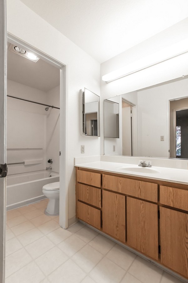 Luxurious bathroom featuring elegant fixtures and marble countertops in Monte Vista Apartments