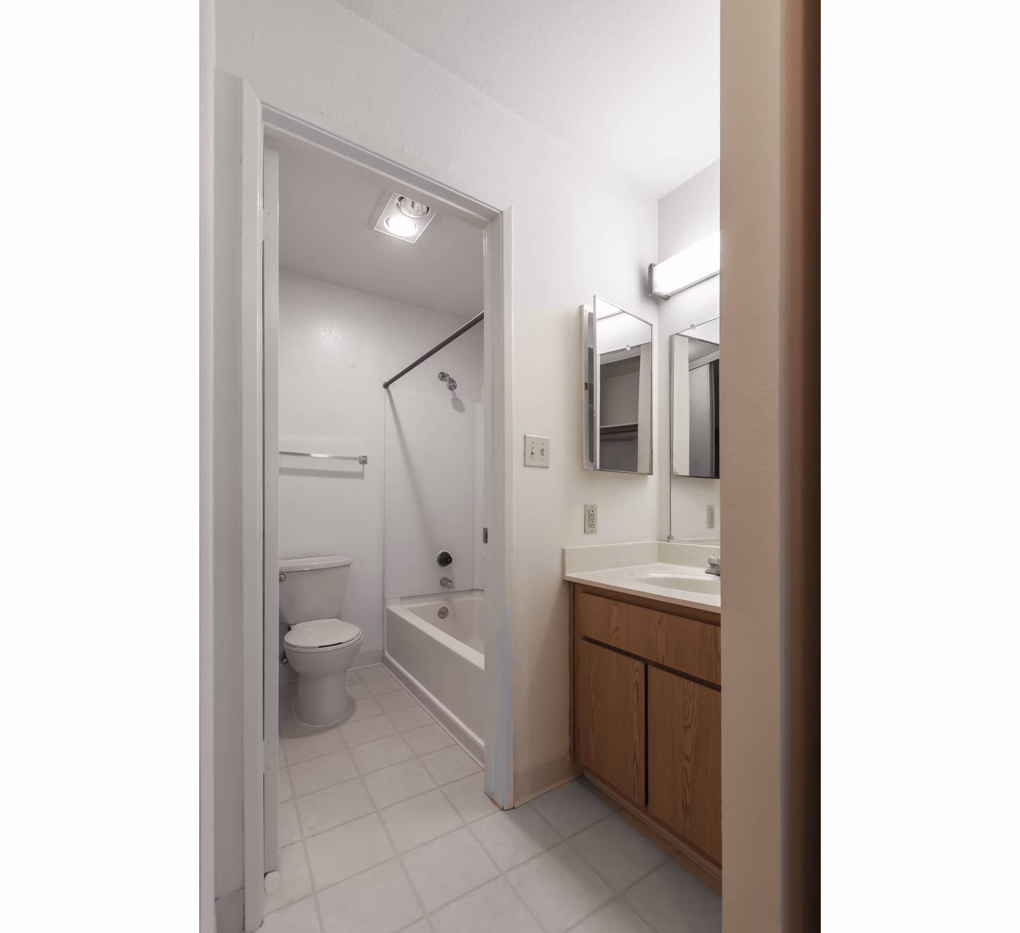 Bathroom featuring modern fixtures and spacious design at Monte Vista Apartments