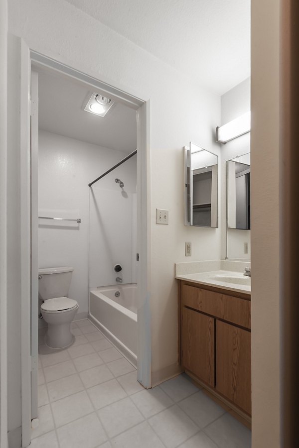 Bathroom featuring modern fixtures and spacious design at Monte Vista Apartments